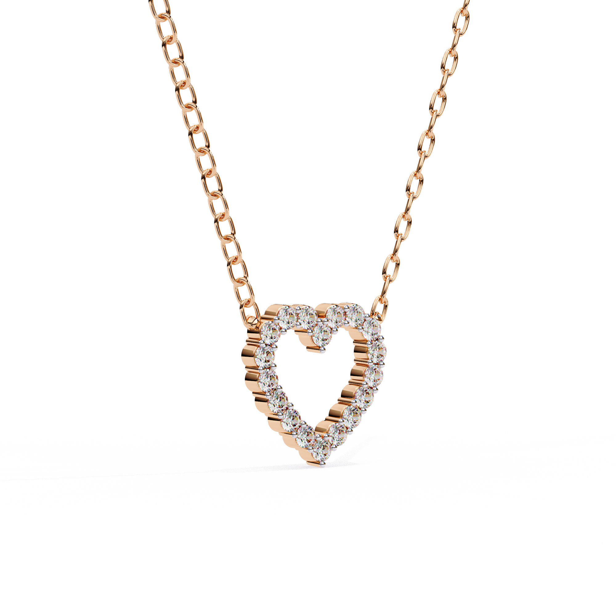 Solitairekart 0.37ct Heart-Shaped Natural Diamond Outline Pendant-HI Color, VS-SI Clarity